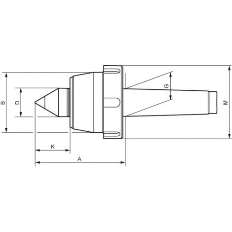 Röhm Pointes de centrage mobiles 60°, MK 6, taille 114, HG avec écrou de chasse - 221020 (1/4)