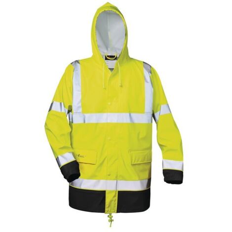 Veste de pluie de signalisation en PU Manfred taille M jaune/noir PU sur support de PES NORWAY (1/4)
