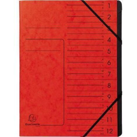 Exacompta Ordnungsmappe 541205E DIN A4 12Fächer Karton rot (1/2)