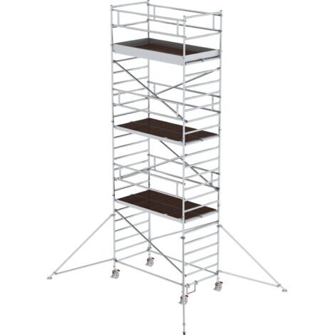 Günzburger Steigtechnik Echafaudage roulant 1,35 x 2,45 m avec stabilisateur & double plate-forme Hauteur de plate-forme 6,35 m - 168636 (1/2)