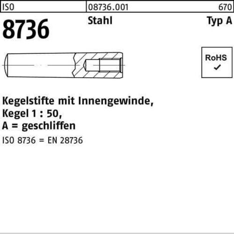 Goupille conique ISO 8736 filet femelle A 6x 40 acier Cône 1:50 25 pièces (1/2)
