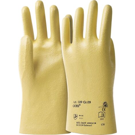 Gant Gobi 109 taille 8 jaune maillot coton avec nitrile EN 388 catégorie EPI II (1/4)