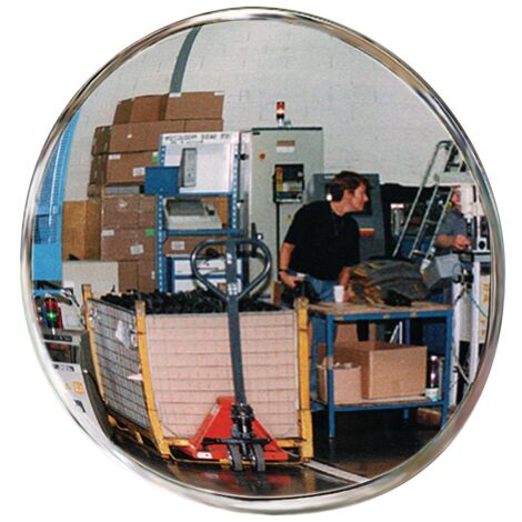 Miroir de contrôle/sécurité  D.800 mm paroi arrière noire avec fixation 15 m