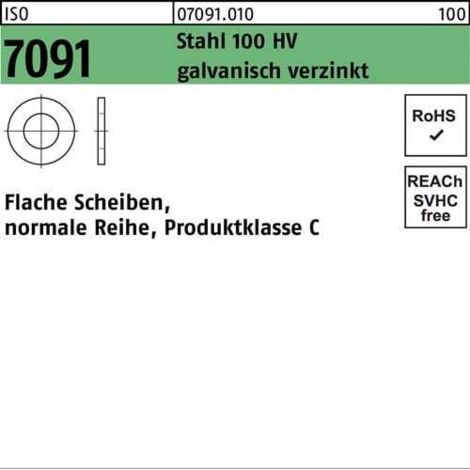 Rondelle ISO 7091 18 acier 100 HV galv. 100 pièces (1/2)