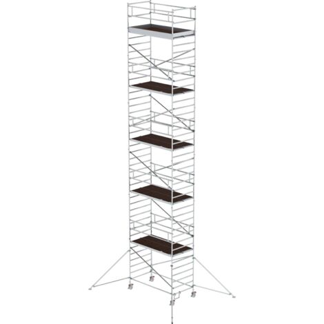 Günzburger Steigtechnik Echafaudage roulant 1,35 x 2,45 m avec stabilisateur & double plate-forme Hauteur de plate-forme 11,35 m - 168136 (1/2)