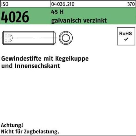 Vis sans tête ISO 4026 cône femelle M8x80 45 H galv. 100p. (1/2)