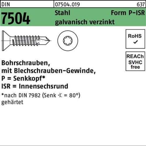 Vis autoforeuse DIN 7504 SEKO ISR P 4,2x45-T20 acier galv. 500p. (1/2)