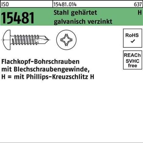 Vis autoforeuse FLAKO ISO 15481 PH ST 4,2x19-H acier trempé galv. 1000p. (1/2)