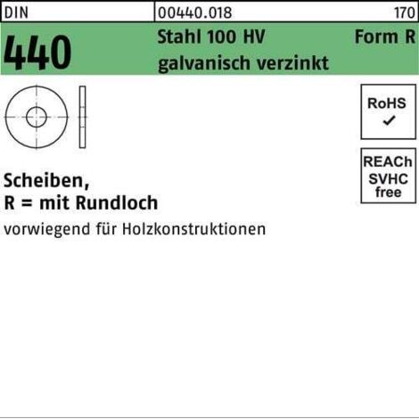 Rondelle DIN 440 R 9x28x3 Acier 100 HV galv. 100p. (1/2)
