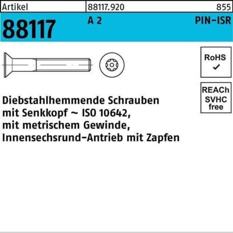 Vis R 88117 antivol Seko ISR tourillon M5x 8-T25 A 2 100 pièces (1/2)