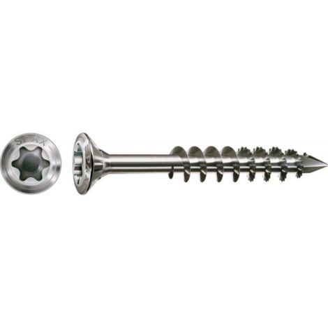 Spax – Vis à bois inox A2 4,5x70mm – Tête bombée fraisée – Filetage partiel – Boîte de 100 unités – 25170004507021