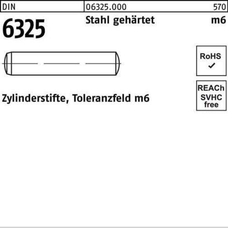 Zylinderstift DIN 6325 8 m6x 14 Stahl gehärtet Toleranz m6 100 Stück (1/2)