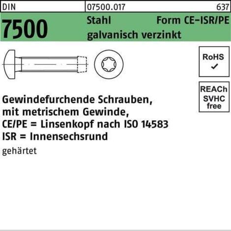 Vis autotaraudeuse DIN 7500 LIKO ISR CEM 8x45-T45 acier galv.zingué 100p. (1/2)