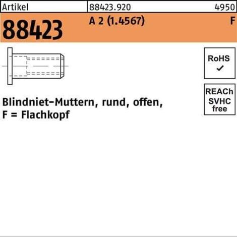 Écrou à sertir en aveugle R 88423 FLAKO M4 /2,5 -4,0 A 2 500 pièces (1/2)