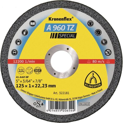 Disque à tronçonner A 960 TZ Special D115x1mm droite INOX perçage 22,23 mm (1/2)