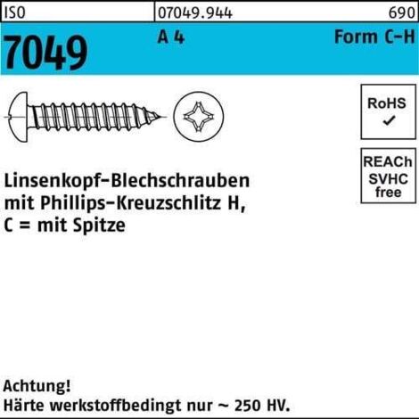 Blechschraube ISO 7049 LIKO Spitze/PH C 2,9x 9,5-H A 4 1000Stück (1/2)