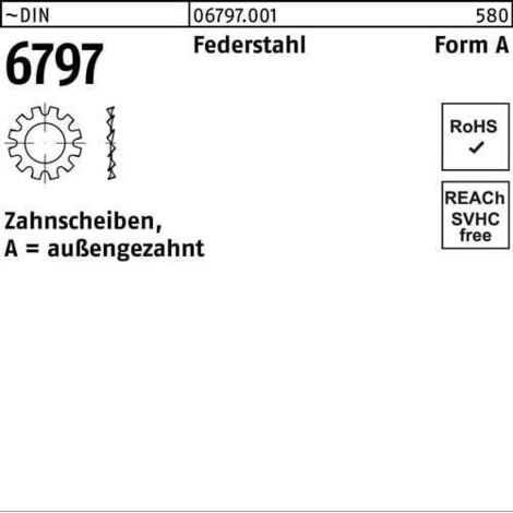 Zahnscheibe DIN 6797 FormA außengezahnt A 4,3 Federstahl 500 Stück (1/2)