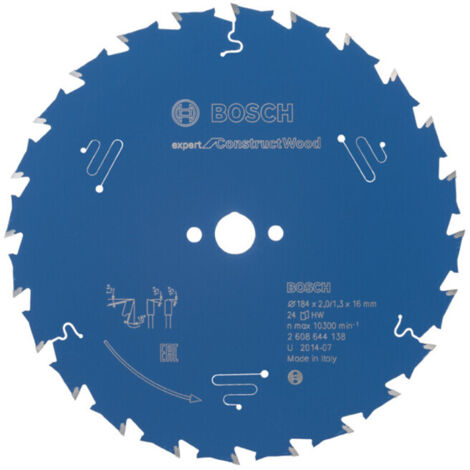Bosch – Lame de scie circulaire 184mm pour bois dur – Microteq 24 dents – Damping slots pour faible vibration – Compatible scies portatives (1/5)