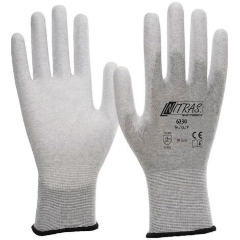 Gants Nitras 6230 gris/blanc EN 388, EN 16350 EPI II 12 Taille 9 - 6230-9 (1/5)