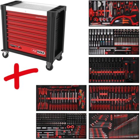 Composition pour servante d’atelier Performanceplus P25 avec 510 outils pour 7 tiroirs