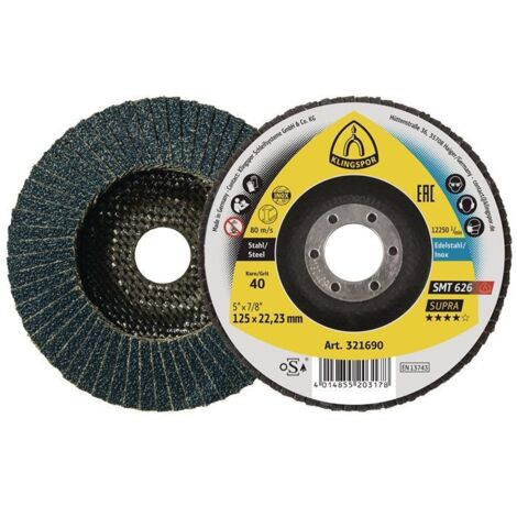 KLINGSPOR Disque à lamelles SMT 626 Supra Ø 125 mm grain 80 6° conique INOX Corindon de zirconium - 321698