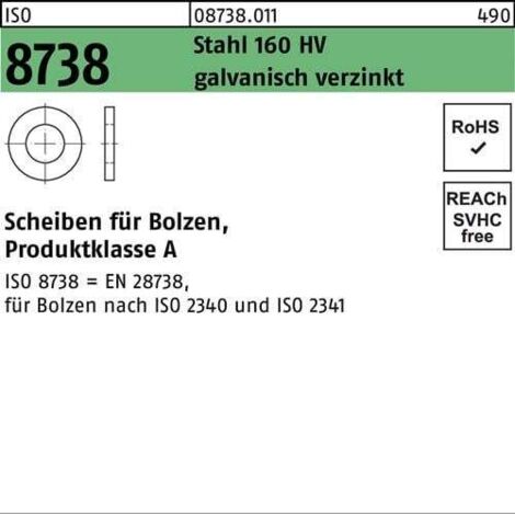Rondelle ISO 8738 p.boulon 33 acier 160 HV galv. 100 pièces (1/2)