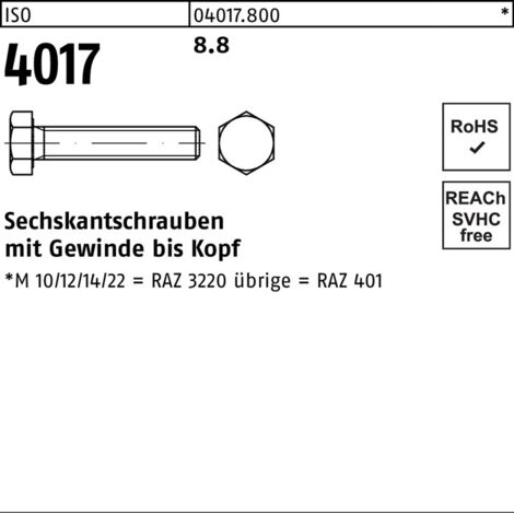 Sechskantschraube ISO 4017 VG M45x 120 8.8 1 Stück