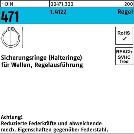 Bague d'arrêt DIN 471 8x 0,8 1.4122 version standard. 100 pièces (1/2)