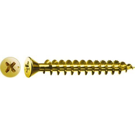 Vis à bois aggloméré tête fraisée empreinte Pozidriv acier zingué bichromaté pour charnières piano 3x15mm boites de 1000 p - SPAX FRANCE
