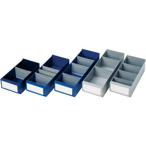 Boîte de rangement pour étagère L400xB160xH100/112mm bleu PS (1/2)