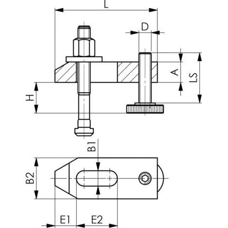 Bride de serrage AMF n° 6314V pour rainure en T 20mm H.de serrage 16-65mm Vis de serrage M20x20x160mm - 70326 (1/4)