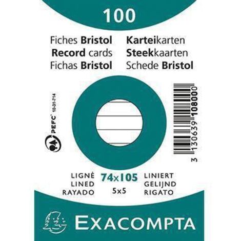 Exacompta Karteikarte 10800SE DIN A7 liniert weiß 100 St./Pack. (1/3)