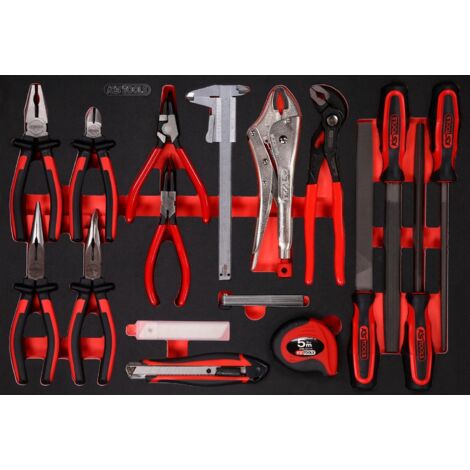 Ks Tools – Module de pinces 19 pcs – Insert en mousse haute résistance – Résistant aux hydrocarbures – Pour servantes d'atelier