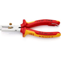 KNIPEX 11 06 160 T Pince à dénuder Avec ressort d'ouverture, universel isolées avec gaines bi-matière, homologuées VDE avec œillet de fixation isolé intégré pour fixation d'un dispositif antichute ch