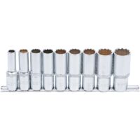 BGS Jeu de douilles à douze pans profondes Entraînement carré intérieur 12,5 mm (1/2") SW 10 - 24 mm 9 pièces - 5253