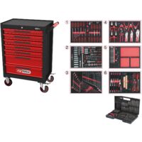 KS TOOLS ECOline NOIR/ROUGE Servante d'atelier 7 tiroirs avec 598 outils premium - 897.7598