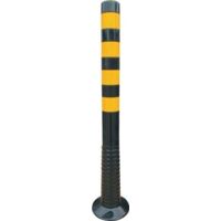 Poteau de sécurité PU noir/jaune Ø 80 mm – Résilient aux chocs – Pour fixation au sol – Hauteur 1000 mm – Temka