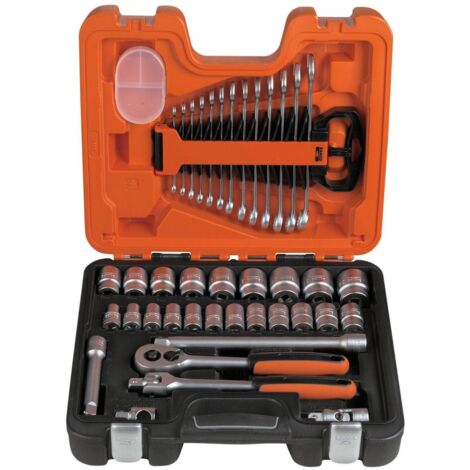 Bahco – Coffret multi-outils 40 pièces – 21 douilles 6 pans 1/2'' et 13 clés mixtes – Acier allié haute performance – S400