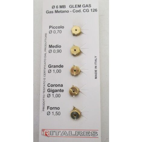 Sachet injecteurs gaz naturel Ø6mm – Compatible FAR, CONTINENTAL EDISON, VALBERG – Pour cuisinières gaz naturel