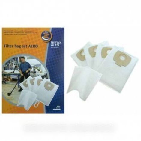 Boîte de 5 sacs polyester d'origine pour aspirateurs Nilfisk – Filtration efficace – Compatibles AERO 21-01, 25, 26-01PCX (1/7)