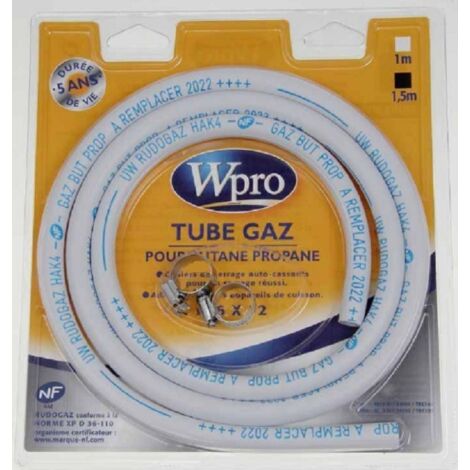 Tuyau gaz butane-propane 1,5m avec colliers – Longueur flexible – Pour cuisinières W-PRO – Installation sécurisée