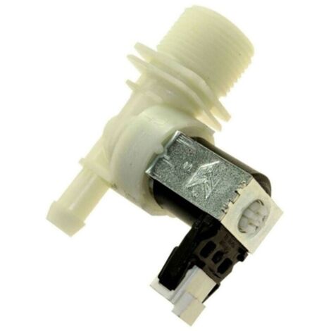 Whirlpool – Electrovanne 1 voie 180° pour lave-vaisselle – Débit droit – Branchement fiche plate 6,3 mm – Diamètre entrée ¾ – Longueur 80 mm