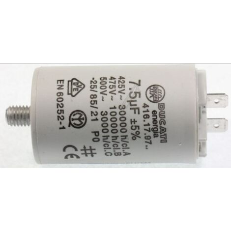 Condensateur de démarrage pour sèche-linge CANDY 7.5µF 450V – Compatible avec modèles CC266T-47, AQUA 600, CDC 266 – Performance optimale – Vedette - 416179727