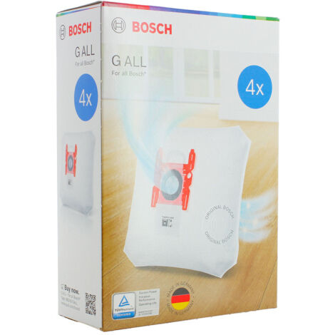 Sac à poussière compatible Bosch – Lot de 4 sacs avec microfiltre – Technologie PowerProtect pour aspiration optimale – Filtration 99,9% - BBZ41FGALL