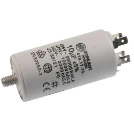 CONDENSATEUR PERMANENT 10 MF 450V POUR SECHE LINGE BEKO - 2807960500 (1/3)