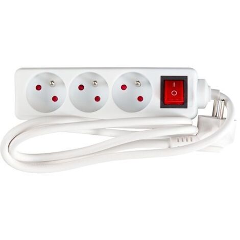 Bloc multiprise 3x16A + interrupteur - 1,5 m - blanc - Chacon (1/4)