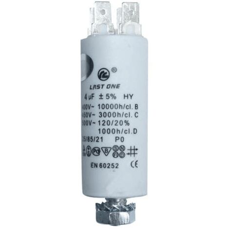 CONDENSATEUR PERMANENT 4 MF 450V POUR LAVE LINGE DUCATI - 9010424 (1/2)