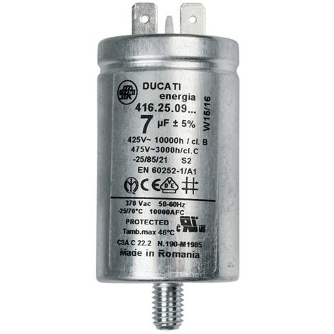 Condensateur 7µF pour sèche-linge – Compatible CANDY, HAIER, INDESIT, WHIRLPOOL – Tension nominale 7µF – Installation facile