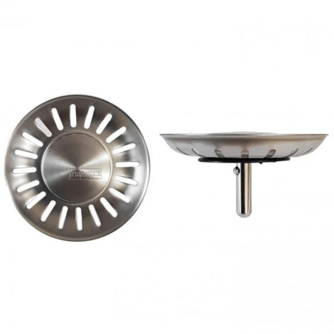 Franke – Bonde de lavabo manuelle 84 mm – Tige de 40 mm en acier inoxydable – Mécanisme de vidage manuel – Compatible éviers standard 8,9 cm