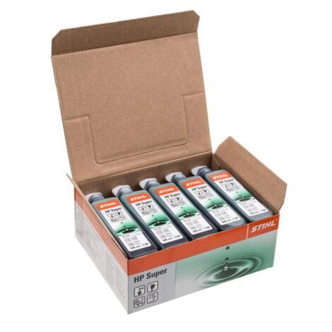 Lot de 10 dosettes d'huile 100ml HP Super 1:50 – Huile moteur 2 temps pour machines STIHL – Normes JASO-FD, ISO-L-EGD